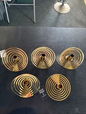 Gold Spiral Metal Candle Holders - Set of 5